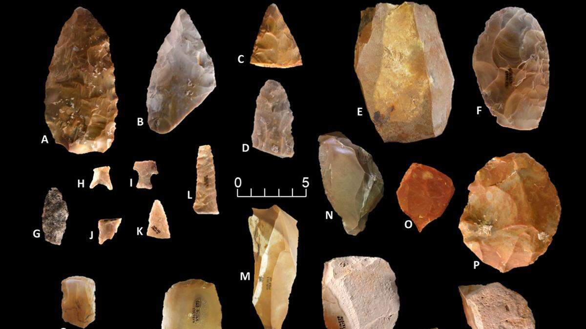 Some of the stone tools unearthed at the recent find at the Gault Archaeological site date between 16,700 and 21,700 years.