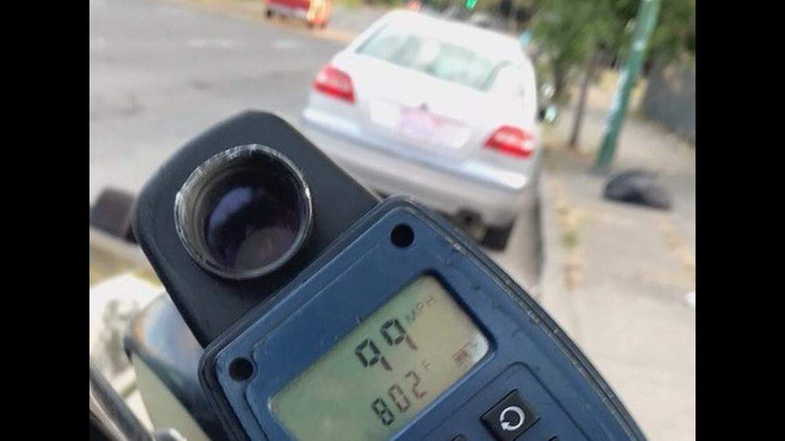 A man speeding down I-980 through Oakland was pulled over by a California Highway Patrol officer for going 99 mph in a 65-mph zone and tried saying the speedometer was reading the temperature, the highway patrol says.