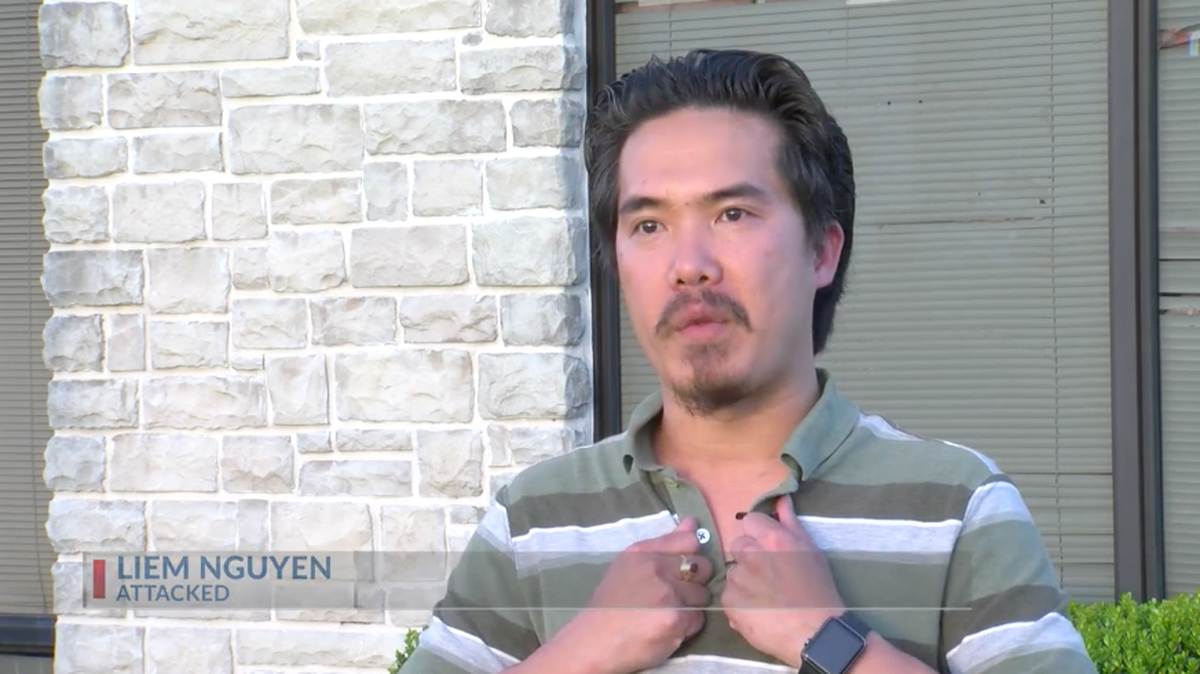 Liem Nguyen said he was attacked by a fire department captain outside a casino in Hot Springs, Arkansas, according to police. Screengrab from KARK.