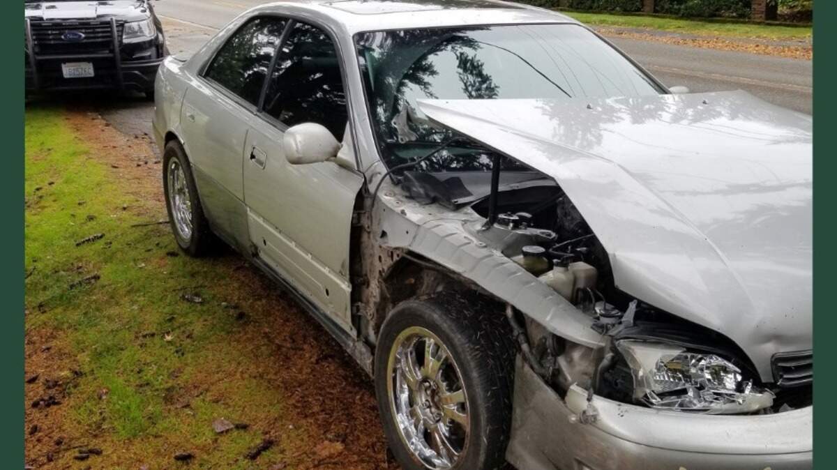 A suspected hit-and-run driver was arrested after he was found trying to punch dents out of his Lexus, the King County Sheriff’s Office said.