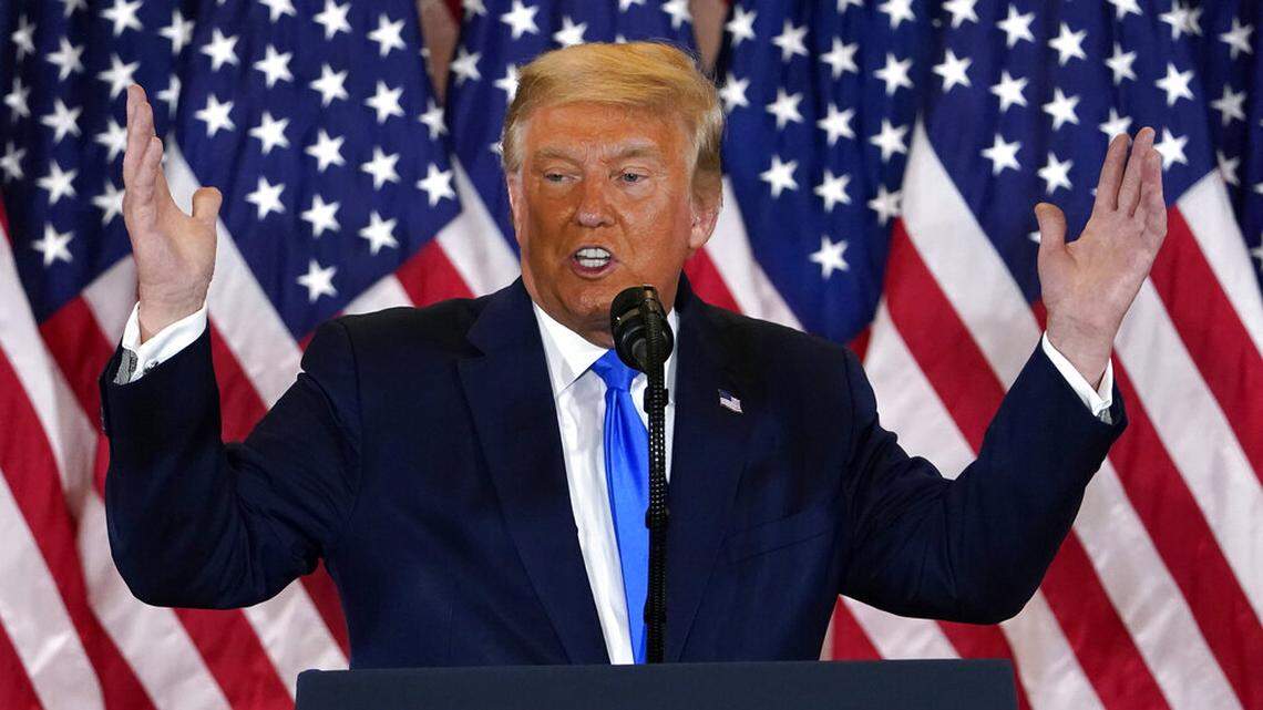 President Donald Trump speaks in the East Room of the White House, early Wednesday, Nov. 4, 2020, in Washington. (AP Photo/Evan Vucci)