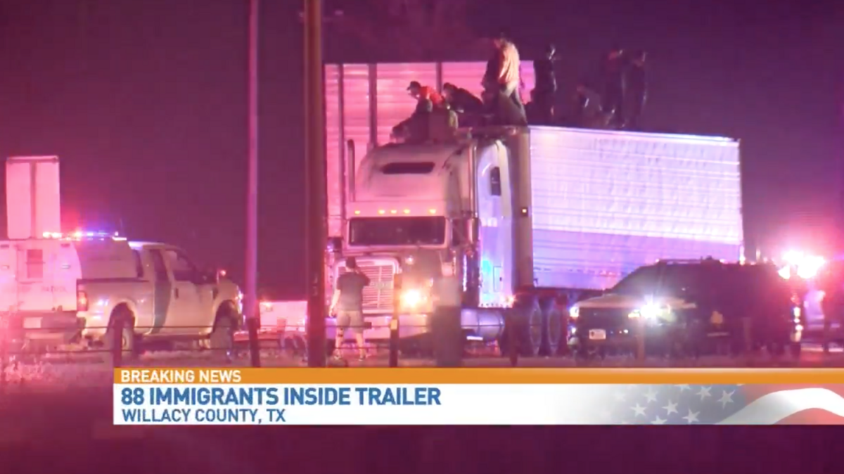 Police in Raymondville, Texas, say they stopped an 18-wheeler for a traffic violation Tuesday night — and found 88 undocumented immigrants crammed in the tractor-trailer. Some of those in the truck were treated for dehydration in a nearby hospital.