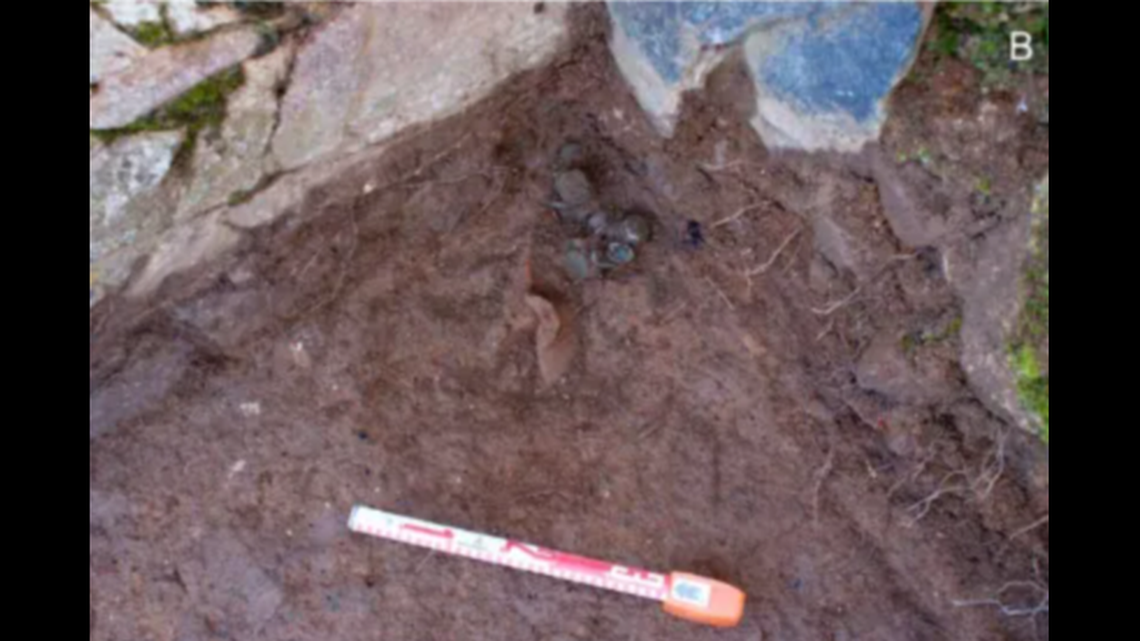 The coins were found in the private bathing area of the estate, experts said.
