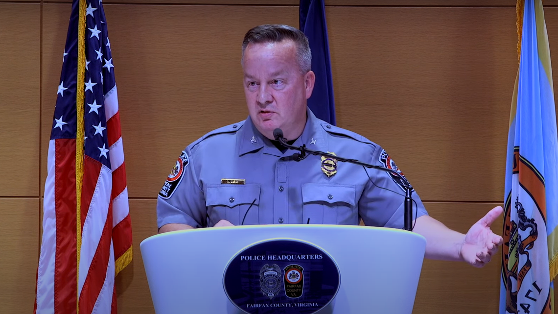 Fairfax County Police Department chief Kevin Davis addresses the details of the arrest made in connection with the 1994 killing of Robin Lawrence.