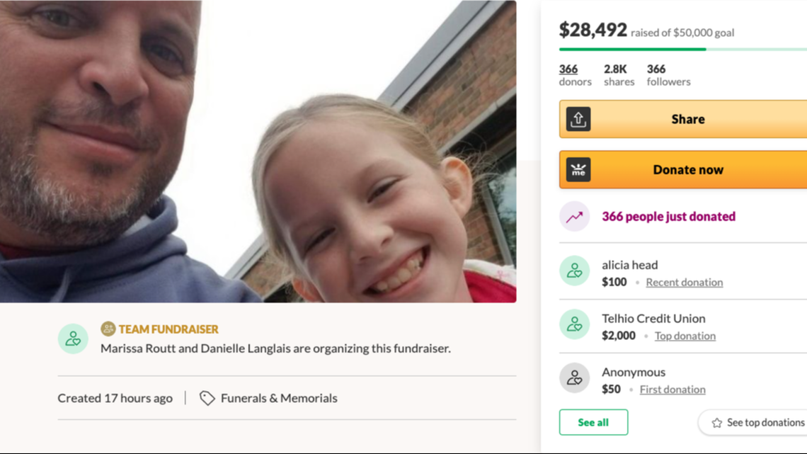 Reagan Vanoss, 10, died in an ATV accident while she was working with her dad at a baseball field in Fairfield, Ohio, a family spokesperson says. Screengrab from GoFundMe.