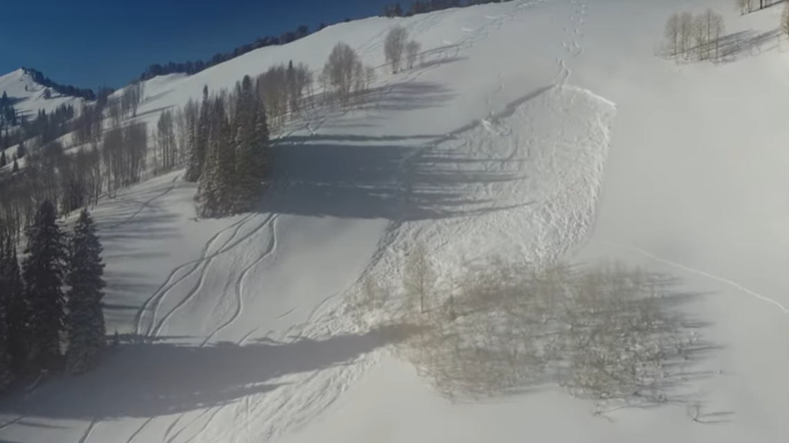 A skier was caught in an avalanche and was pushed into trees before getting buried in snow and debris, the Utah Avalanche Center said.