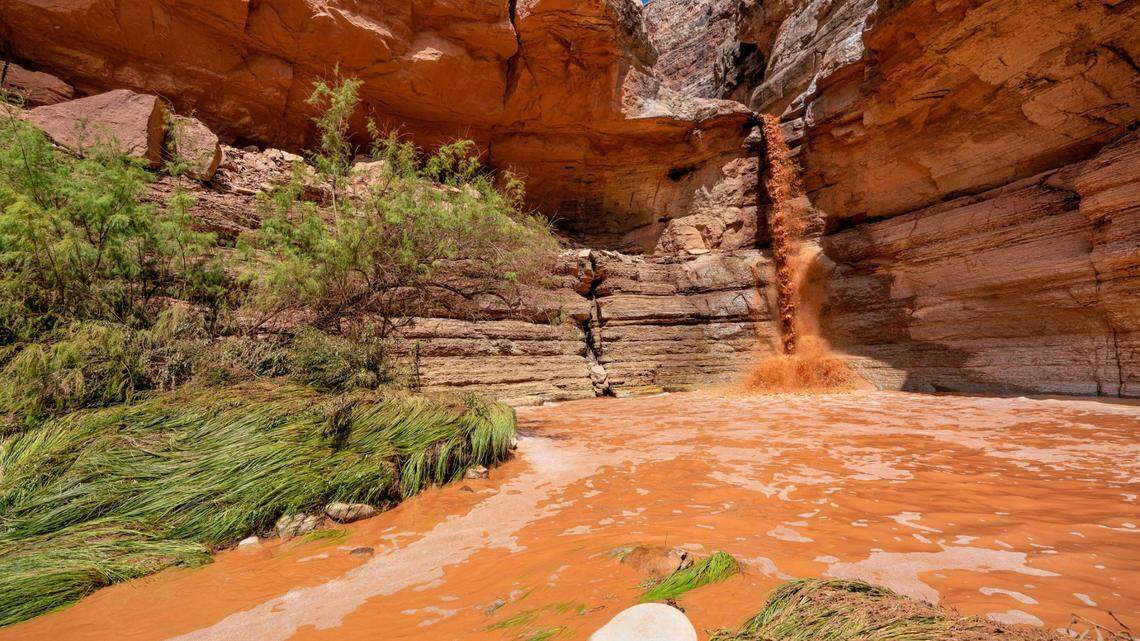 Tatahatso Wash during a flash flood event in July 2018. NPS Photo/M. Jenkins (2018)