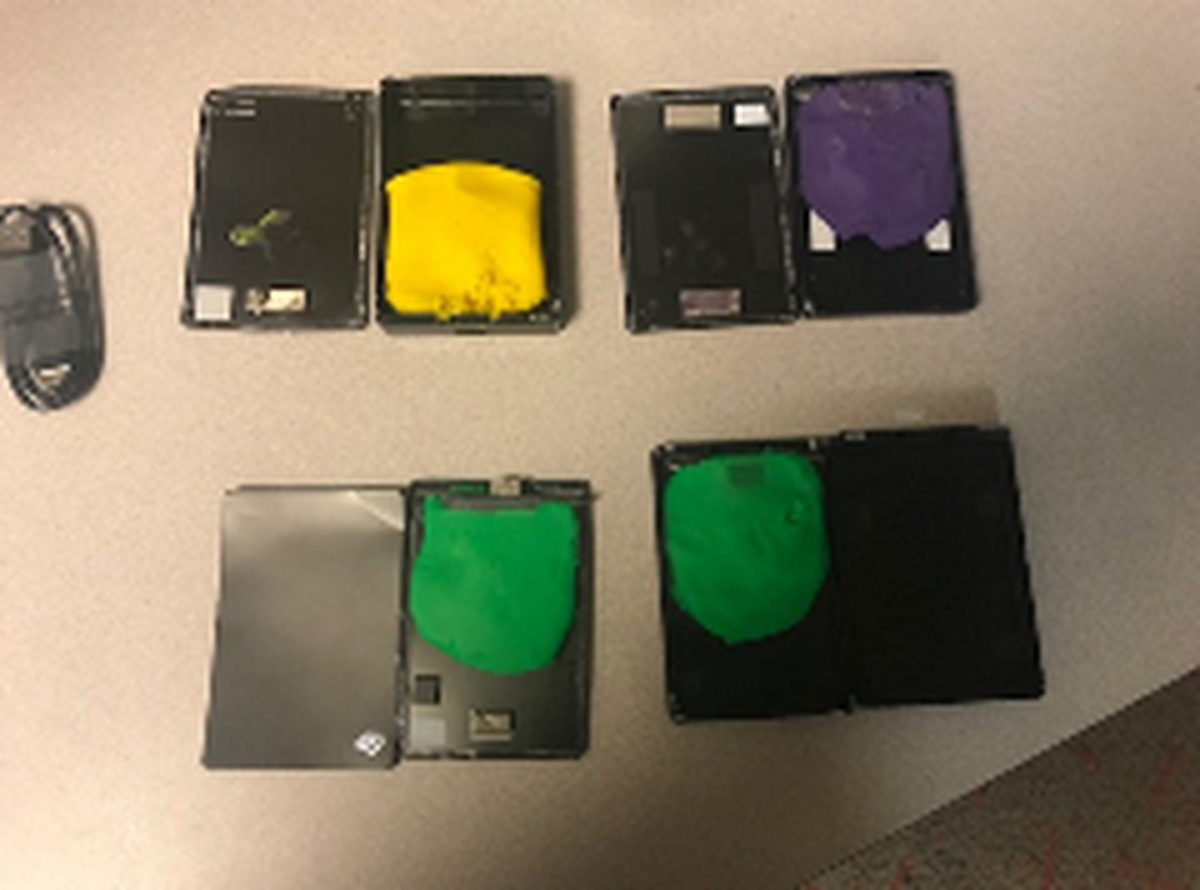 Hard drives filled with Play-Doh.