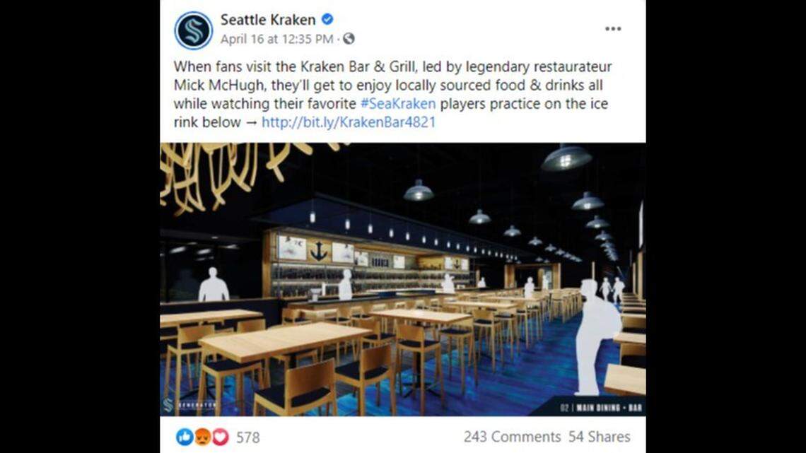 The Seattle Kraken NHL team is being sued by a University District bar for trademark infringement after naming the practice rink’s restaurant “Kraken Bar and Grill.”
