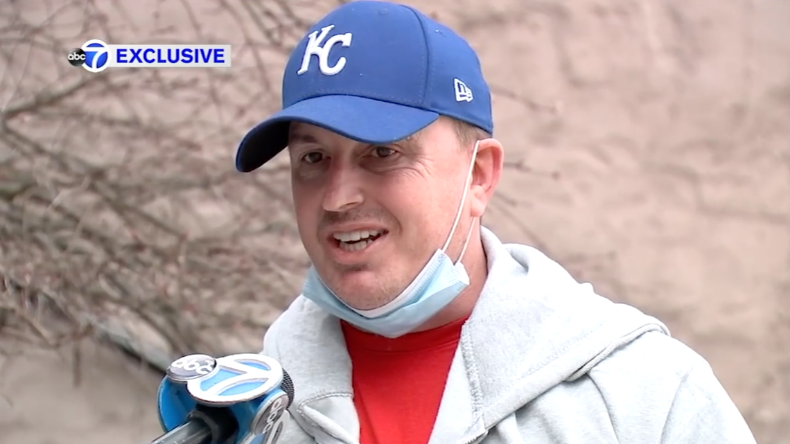 Chris Ruby, a tourist from Kansas City, was hit by a stray bullet in a shooting near Times Square, New York City police say. Screengrab from WABC.