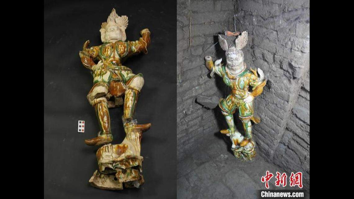 Some of the terracotta soldier pieces were nearly 3 feet tall, archaeologists said.