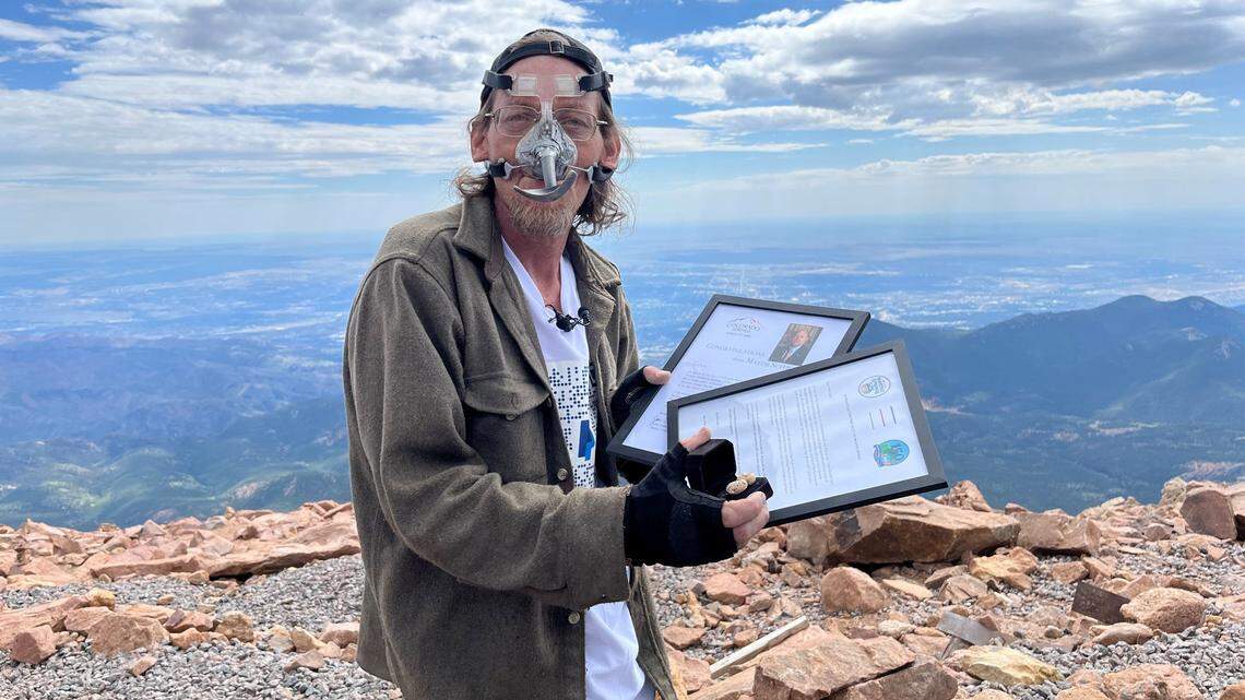 On July 15, Bob Salem became the fourth person in history -- and the first in the 21st century -- to push a peanut up Pikes Peak with his nose, Colorado officials said.