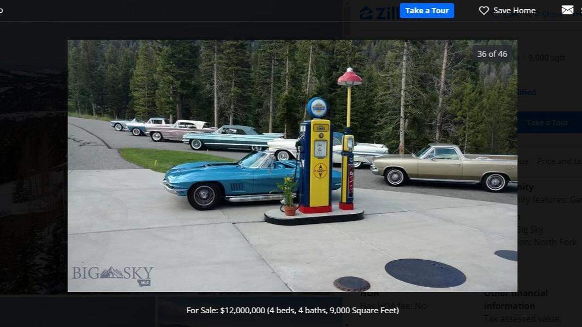 A 9,000-square-foot mansion in Big Sky, Montana, comes with a 50-car garage, a gas pump and a Tesla charger. The mountain compound is listed for $12 million.