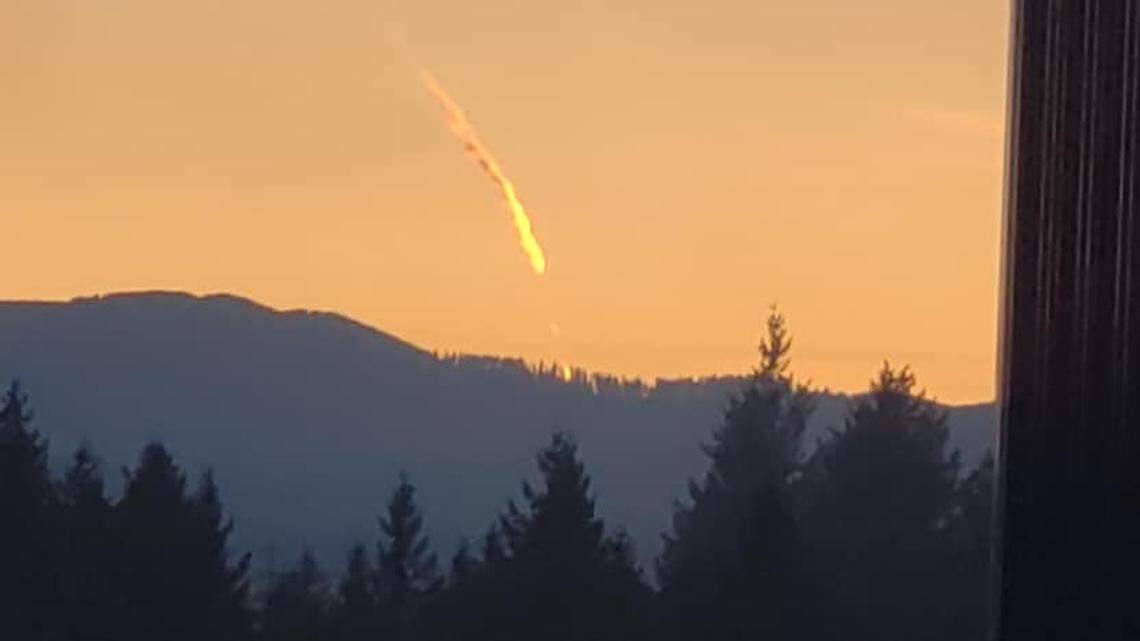 Oregon deputies said a large fireball falling to earth in Polk County west of Salem was reported as a plane crash and authorities are working to find where it might have landed.