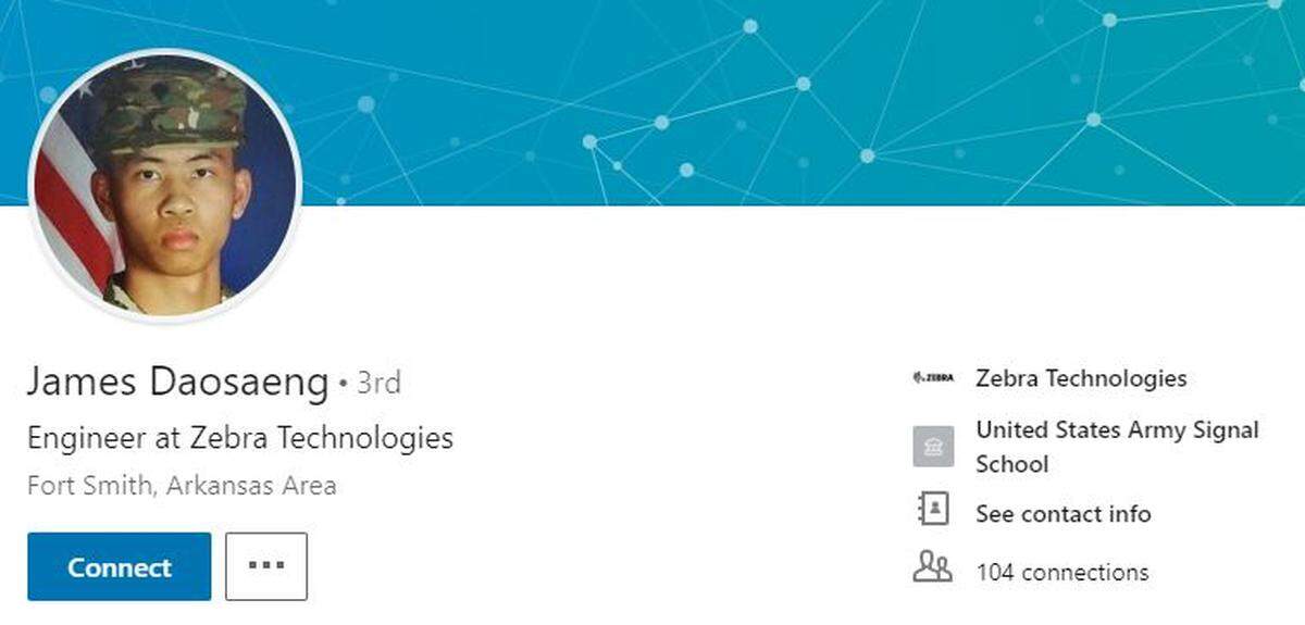 According to his Linkedin profile, Daosaeng had been in the Arkansas Army National Guard prior to getting arrested on child pornography charges.