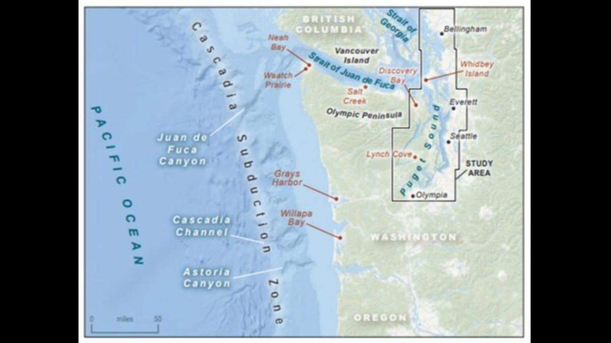 A new study shows “for the first time, the impacts that a magnitude-9 earthquake on the Cascadia subduction zone would have on Puget Sound communities,” according to the Washington Department of Natural Resources.