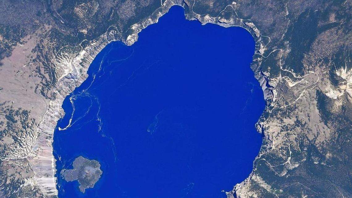 View of Oregon’s Crater Lake National Park from the International Space Station.