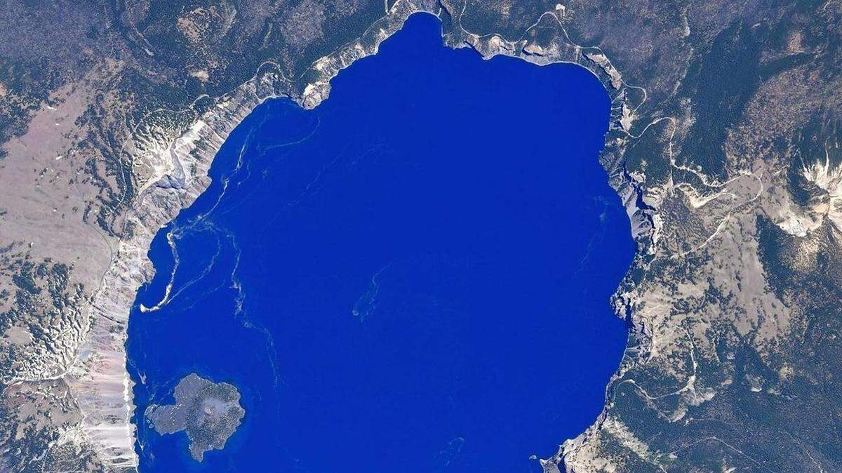 View of Oregon’s Crater Lake National Park from the International Space Station.