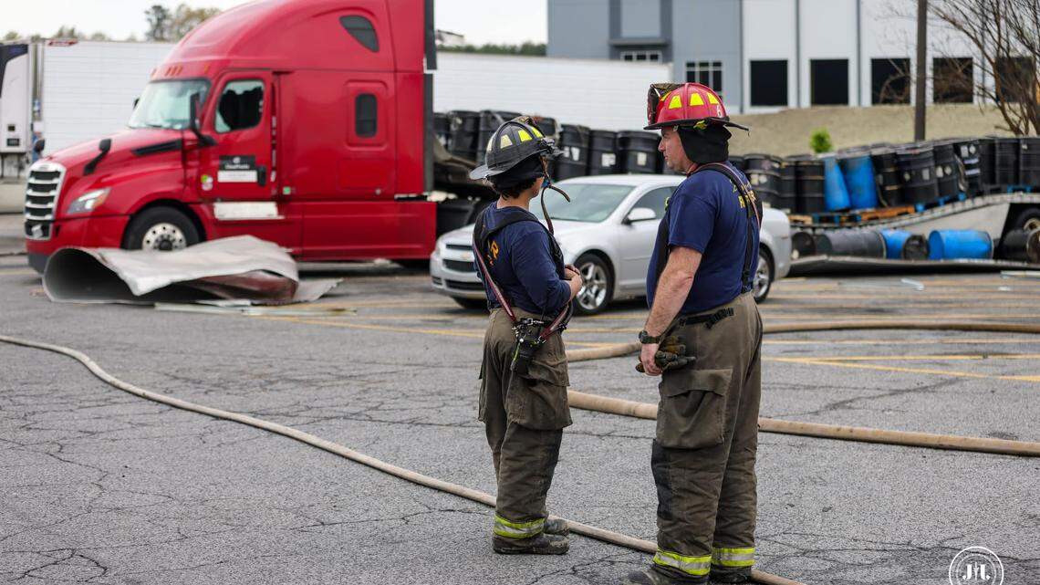Five fire crews and other rescue teams responded to the lithium battery explosion.