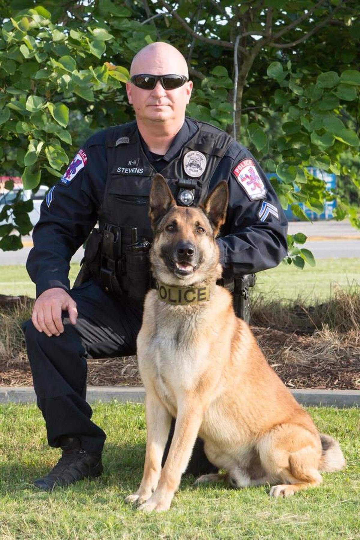 “X” the K-9 officer and his handler, Baytown Police Cpl. Jeremy Stevens