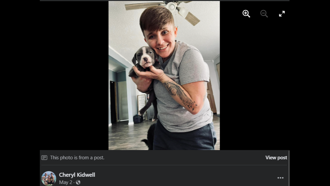 32-year-old Cheryl Kidwell died when her pick-up truck was pushed over the side of a bridge.