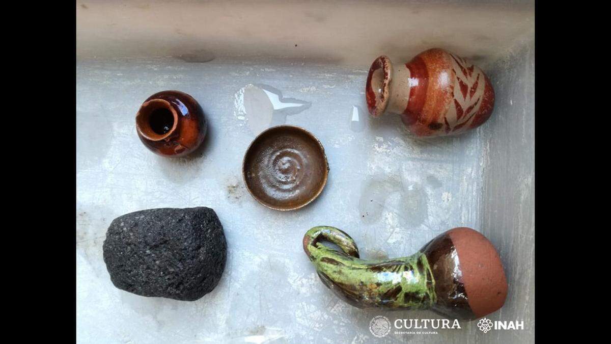A collection of ceramic toys that were discovered during excavations.