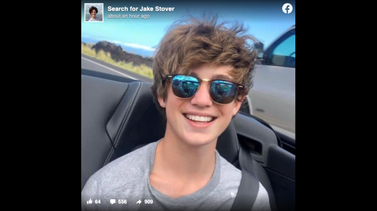 The body of Jake Stover, a Prospect, Kentucky, teen who went missing while kayaking the Ohio River was found after two months of searching, officials say. Screengrab from Search for Jake Stover on Facebook.