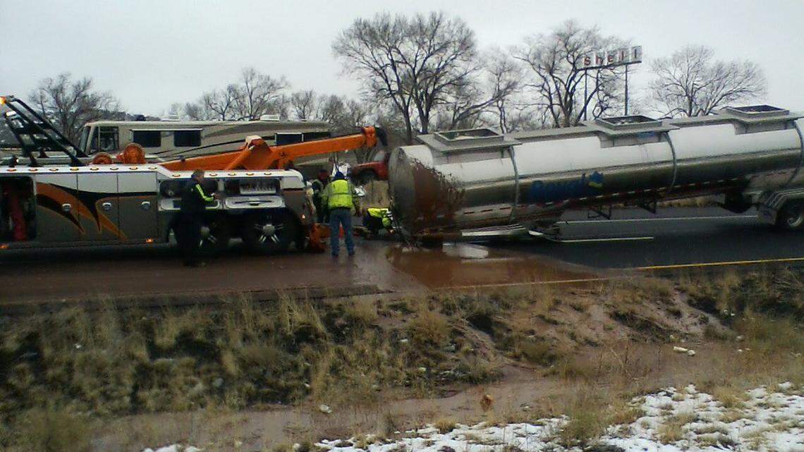 A truck hauling 40,000 pounds of liquid chocolate left a “river” on Interstate 40 near Flagstaff after the truck rolled over, Arizona’s Department of Public Safety said. The chocolate was 120 degrees.