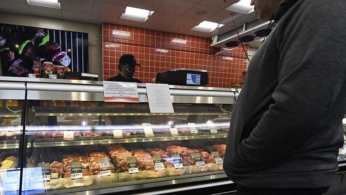 Some big grocery chains, including Hy-Vee, are beginning to restrict how much meat customers may buy in a bid to head off any hoarding as meatpacking plants around the country have stopped and started under the pressure of widespread coronavirus infections..