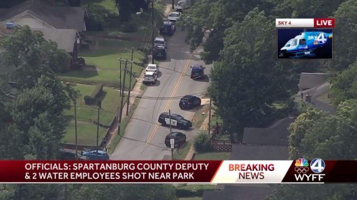 Two public water employees and a sheriff’s deputy were shot in Spartanburg, South Carolina, on Thursday.