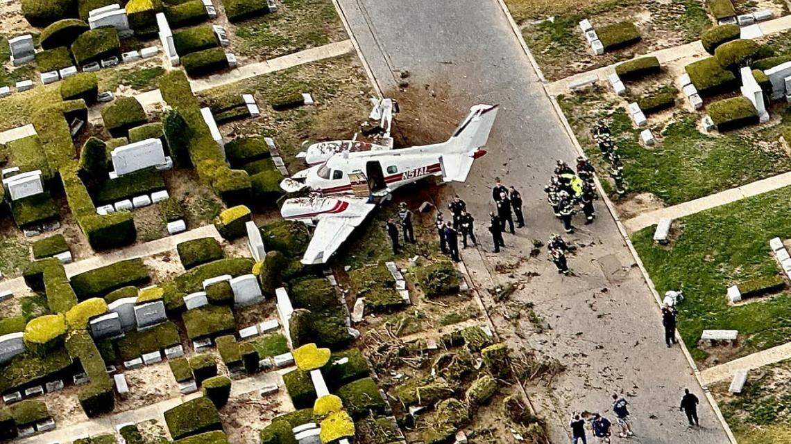A plane crashed into a cemetery on Long Island on Saturday, Nov. 5, according to police.