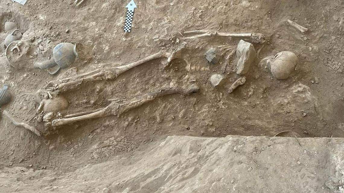 Experts uncovered several well-preserved surrounded by grave goods within the chamber tombs.