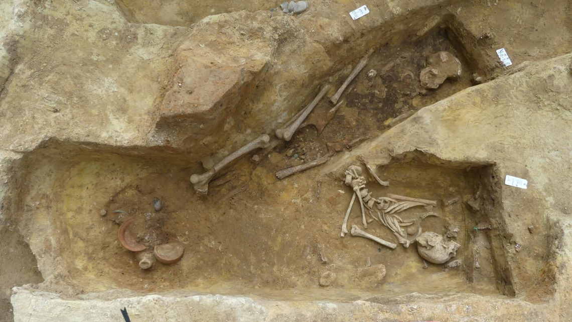 View of two of the graves containing partial remains