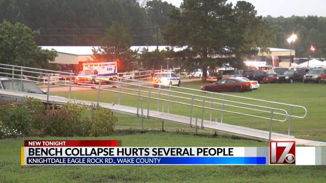 Several people were hurt Sunday when a bleacher reportedly collapsed at Gooch Sports Arena in North Carolina during a live show, officials said.