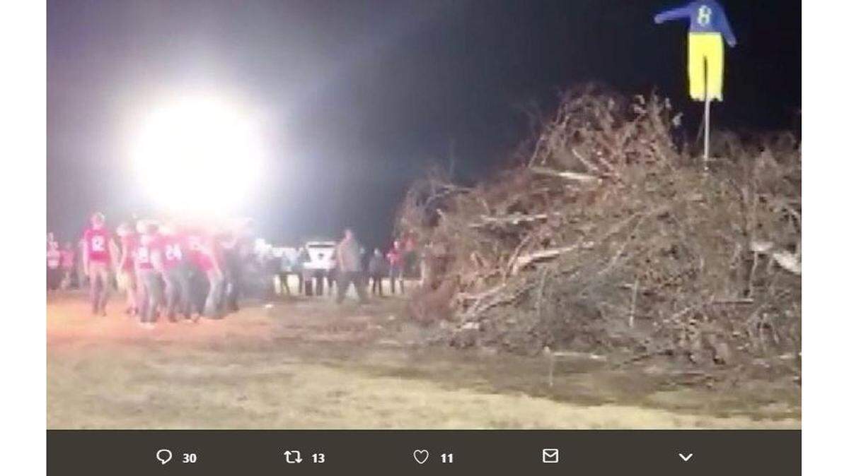 The effigy was burned as part of a Van High School football bonfire.