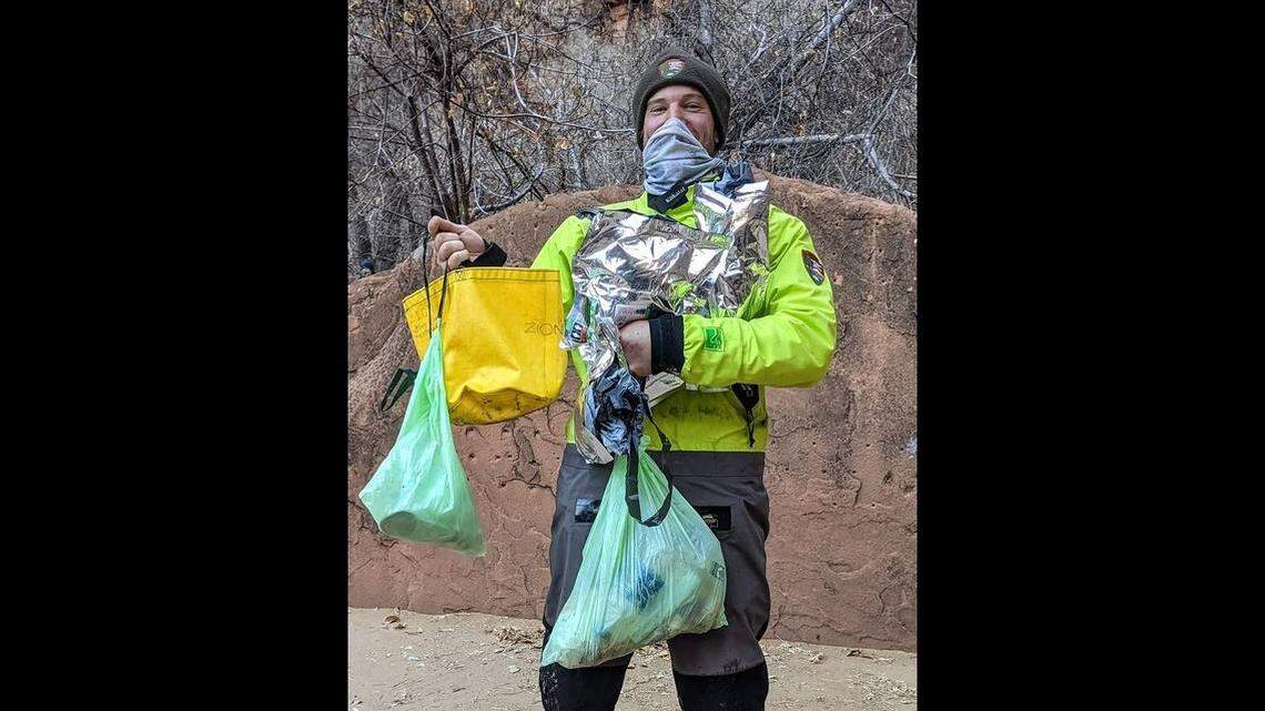 Zion National Park ranger said the “entire stretch” of The Narrows hiking trail was trashed with graffiti and 14 pounds of trash, including 9 pounds of poop.
