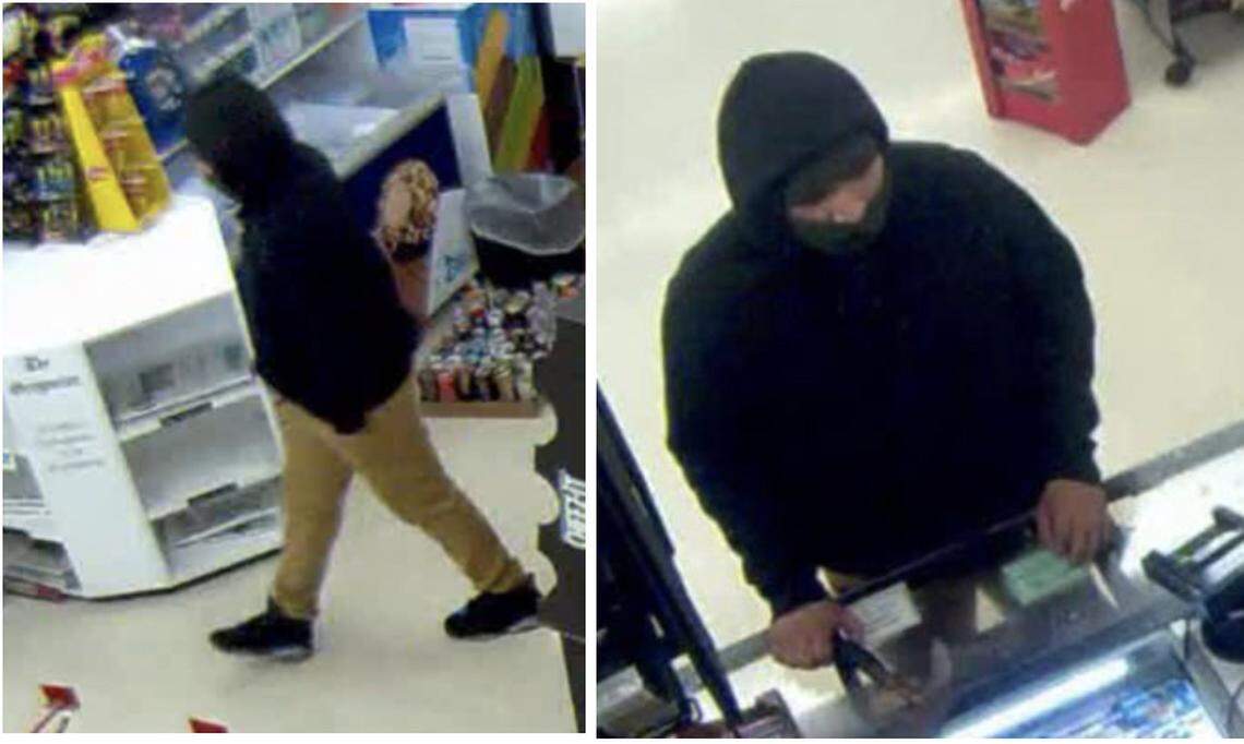 Clackamas deputies released these stills from surveillance camera footage captured at the Oak Grove, Oregon, Plaid Pantry store during the attempted robbery in late April.