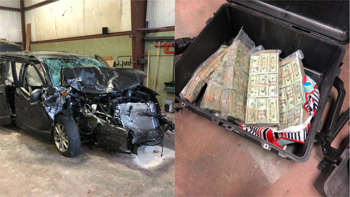 A California man and former officer had $570,000 in his van during a crash with a high school girls soccer team bus on Interstate 80, the Seward County, Nebraska sheriff says. Photos from Seward County Sheriff Nebraska on Facebook.