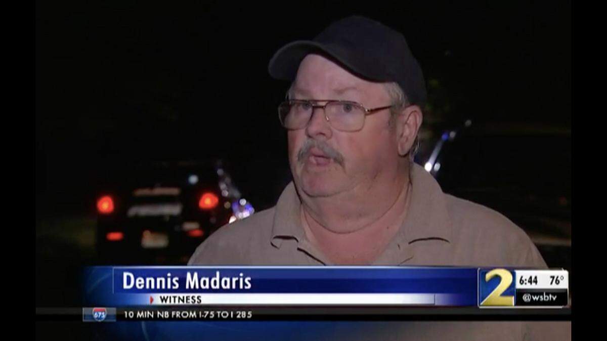 Atlanta police say an armed neighbor helped a pregnant pizza delivery driver during an attempted robbery.