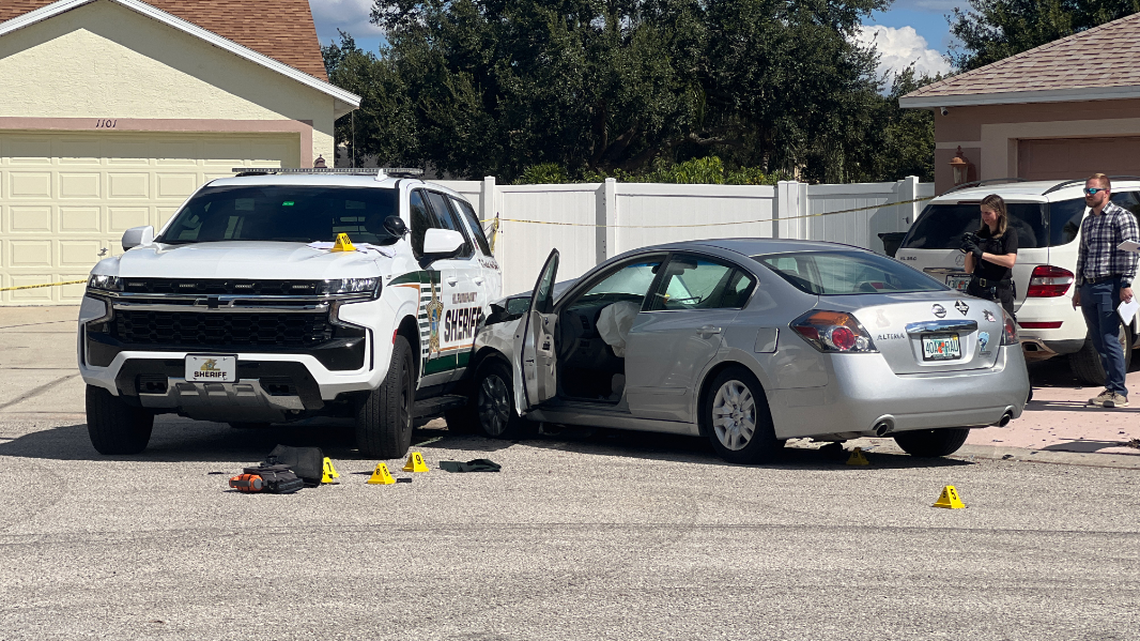 Two deputies were hit with a car driven by a suspect, a Florida sheriff says.