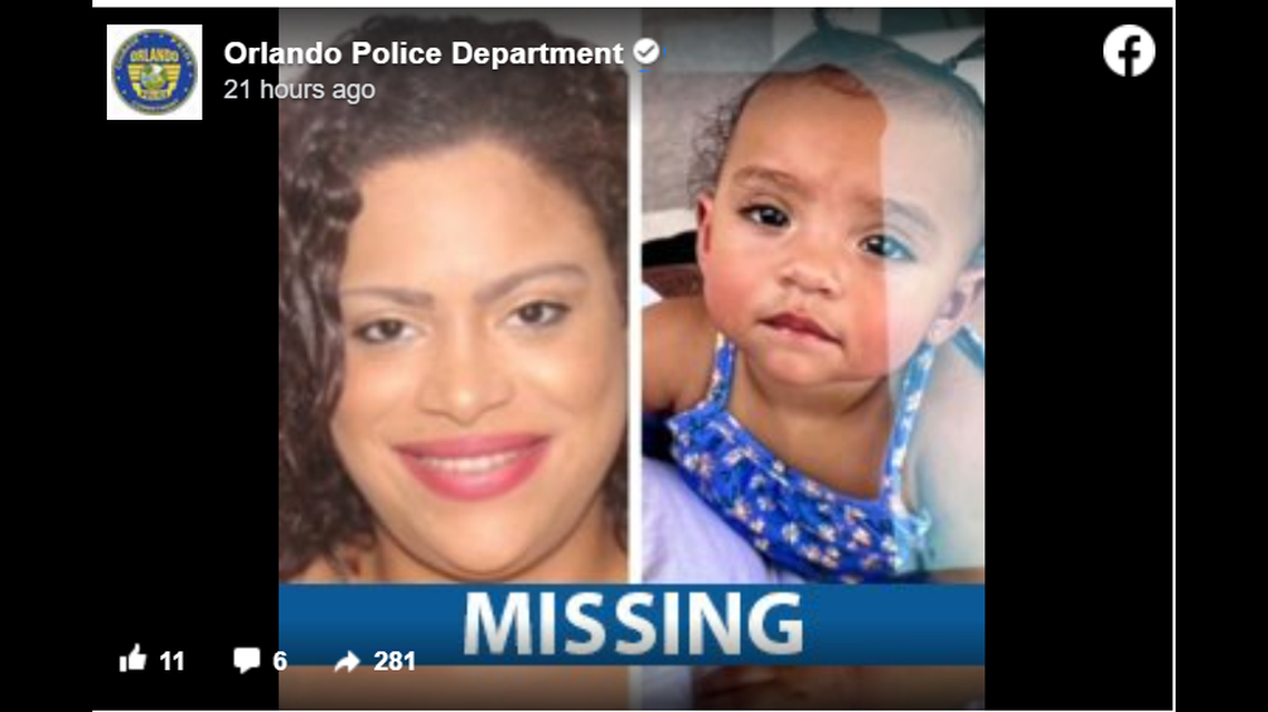 Tanayris Negron-Mantilla and her 11-month-old girl were reported missing on April 25, according to the Orlando Police Department. Authorities said they might be traveling and the mother needs to take her medication.