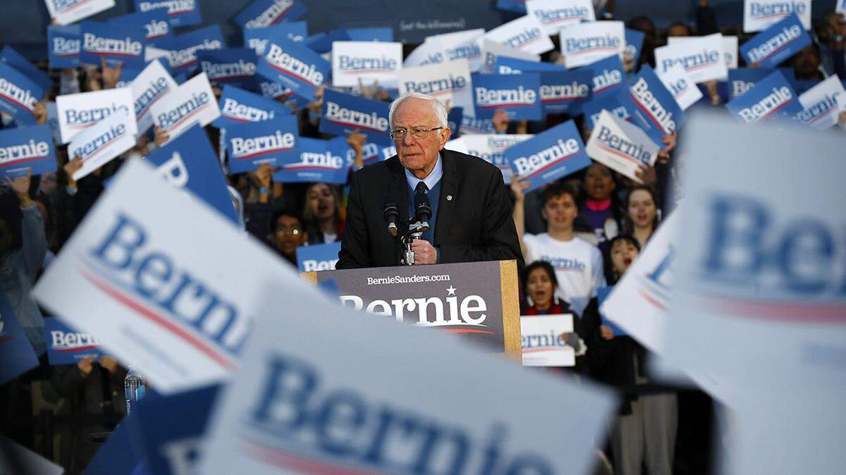 Democratic presidential candidate U.S. Sen. Bernie Sanders, I-Vt., speaks during a campaign rally at the University of Michigan in Ann Arbor, Mich., Sunday, March 8, 2020. (AP Photo/Paul Sancya)