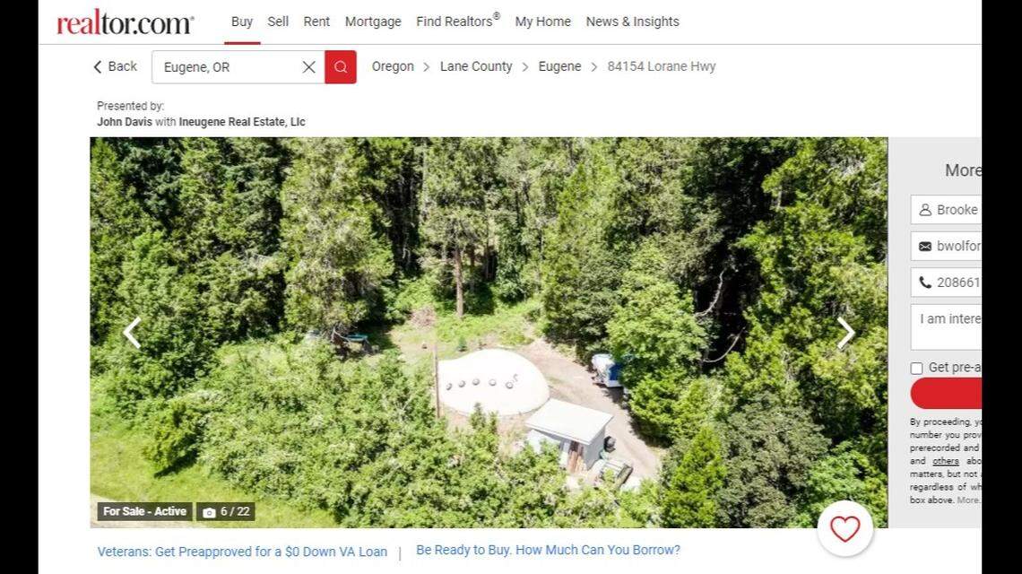 An 855-square-foot dome house is built into 5 acres of land near Eugene, Oregon.
