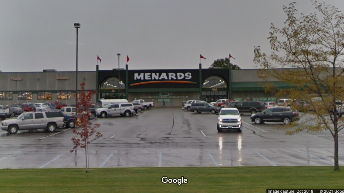 A Menards employee was assaulted and an officer was hit with a hammer after a mask dispute in Hutchinson, Minnesota, police say. Screengrab from Google.