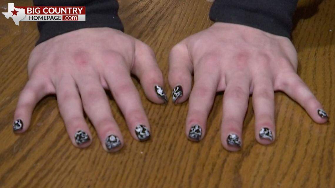 Clyde Consolidated Independent School District in Texas removed a policy banning boys from wearing nail polish after Trevor Wilkinson says he was suspended. Screengrab from KRBC.