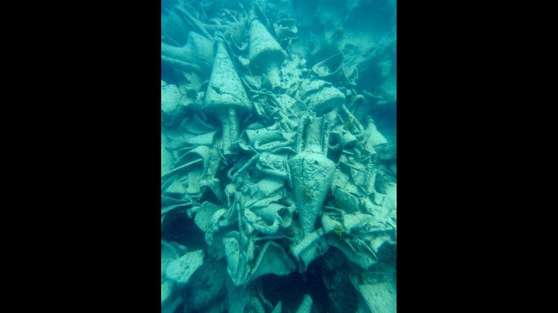 Hundreds of pieces of pottery were also discovered among the shipwreck, archaeologists said.