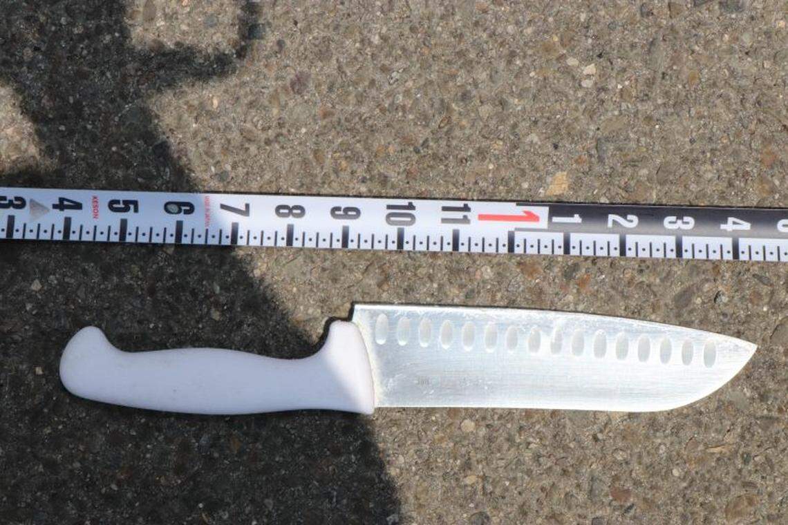 Officers shared this photo of the knife involved in the incident.