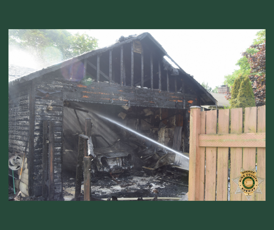 This Burien home is a total loss after a refrigerator inside the garage caught flame and ignited a nearby propane tank, which was being used to keep the “aging” fridge shut, according to the King County Sheriff’s Office.