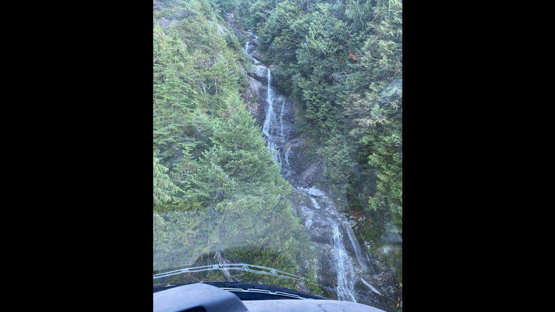 A hiker became separated from his group until rescuers found him in the middle of a waterfall, North Shore Rescue in Vancouver, Canada, said. 