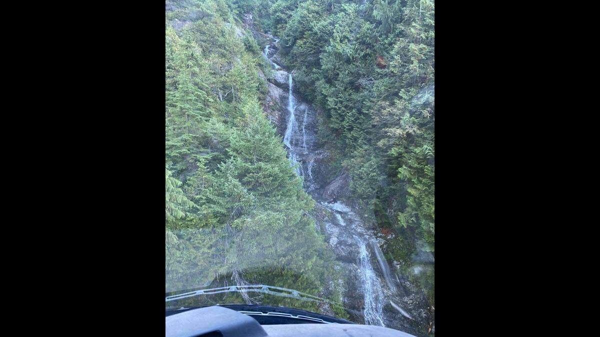 A hiker became separated from his group until rescuers found him in the middle of a waterfall, North Shore Rescue in Vancouver, Canada, said. 